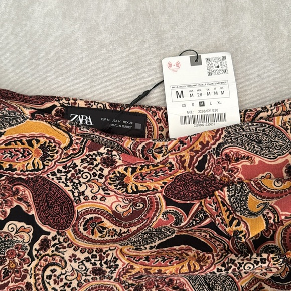 NWT! Zara Floral Paisley Print Wrap Tie Mini Skort size Medium - Picture 11 of 15